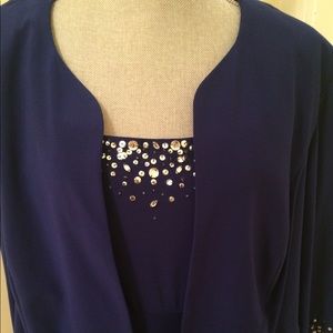 Blue evening gown with sequin accents